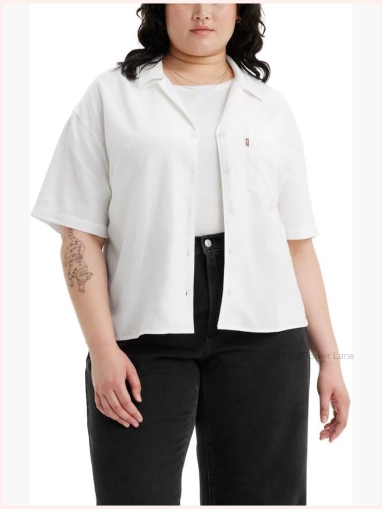 Relaxed Fit Short Sleeve Button Down Shirt With Pockets